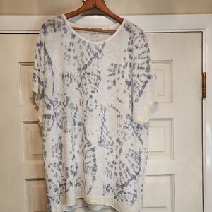 LV Clothing Knit Blue & White Short Sleeve Sweater